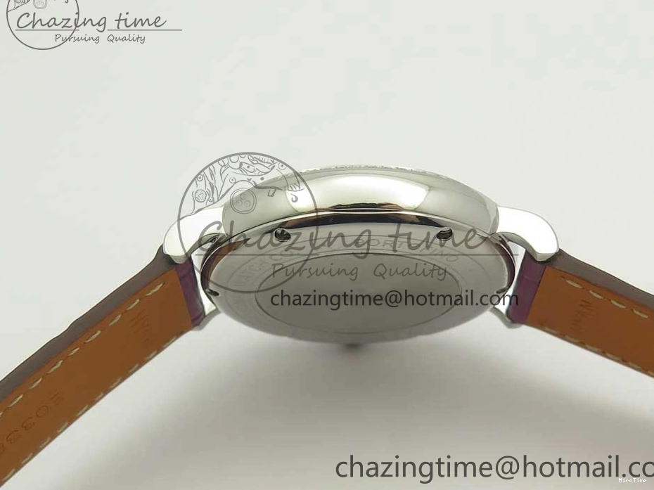 MIROTIME 0113 Portofino IW458101 Diamond Bezel SS MK 1:1 Best Edition Silver Dial On Purple Leather Strap MIYOTA Tailored 7166